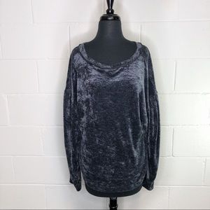 We The Free Crushed Velvet Dark Gray Milan Layering Top